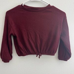 Old Navy Red Crop Tie Front Sweatshirt